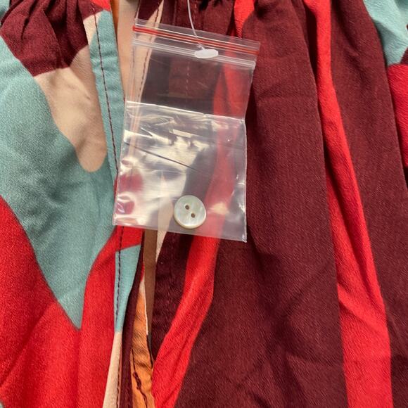 August Sky for Anthropologie Bright Abstract Print Long Sleeve Blouse Size M - Picture 3 of 5